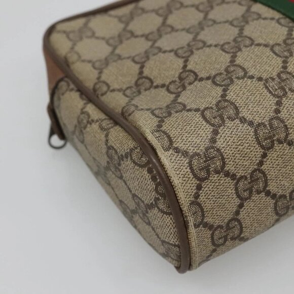 GUCCI GG Supreme Web Sherry Line Bag PVC Beige Brown - Picture 13 of 16